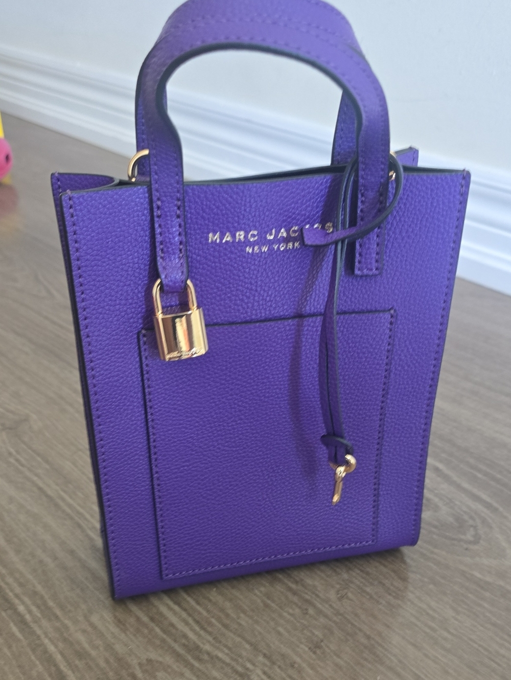 Marc Jacobs Violet Pebbled Leather Mini Tote with Gold Hardware
